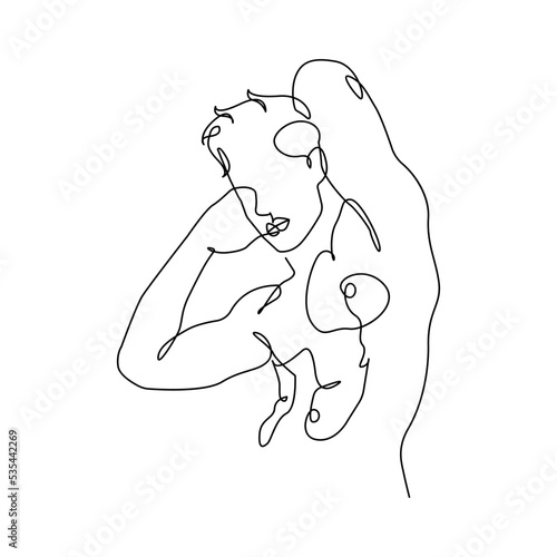 Man Naked Body Line Art Drawing.  Abstract Male Figure Minimalist Illustration. Modern Trendy Line Art Drawing for Wall Decor, Fashion Minimal Print, Poster, Social Media. Man One Line. Vector EPS 10