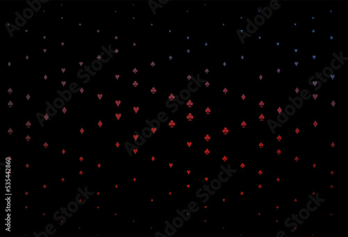 Dark Blue, Red vector background with cards signs.