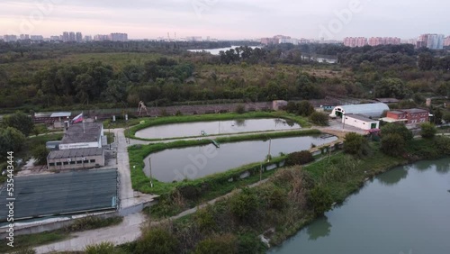 Wallpaper Mural KRASNODAR, RUSSIA - SEPTEMBER 12, 2021: Fish sturgeon farm from a bird's-eye view. 4K Torontodigital.ca