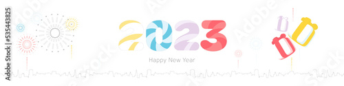 2023 Winter Christmas new year, simple minimalist line style banner design, posters, cards, website, Vector