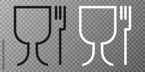 Food safe material sign. Wine glass and fork symbol meaning plastics is safe.
