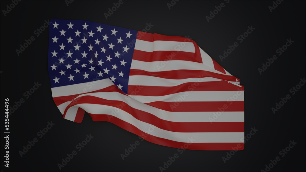 Fototapeta premium realistic waving american flag background with 3D copy space illustration
