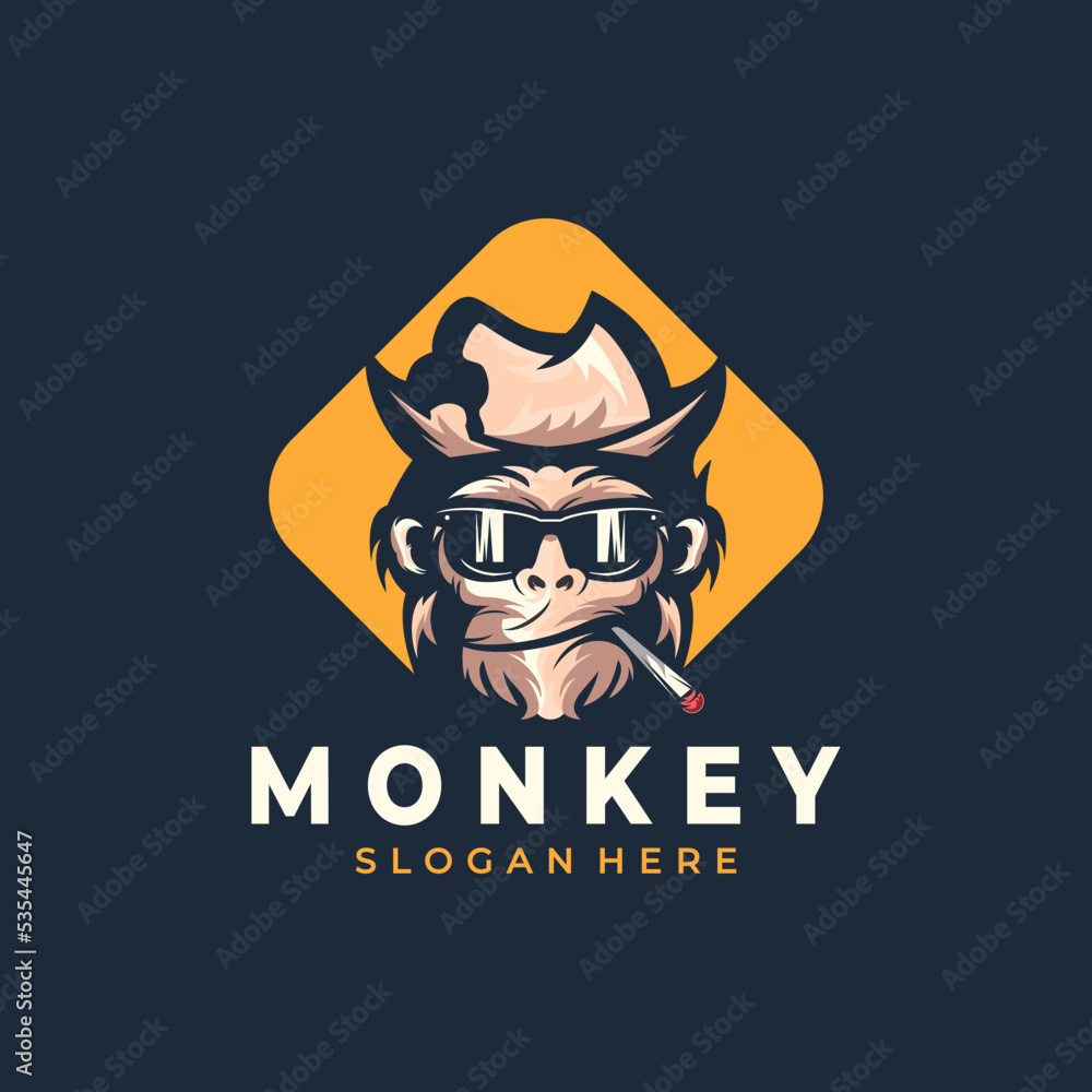 Geek monkey mascot vector logo illustration Geek monkey mascot vector logo illustration