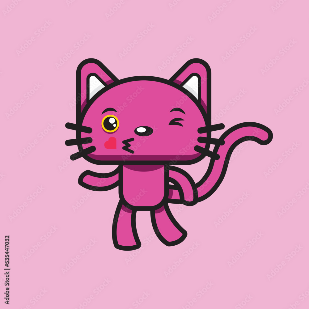 Cute Pink Cat Cartoon Love Cute Pink Cat Cartoon Love