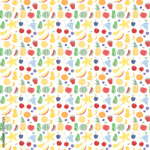 Fototapeta Naklejka Na Ścianę i Meble -  Seamless fruit pattern. doodle background with fruit icons. Fruit background