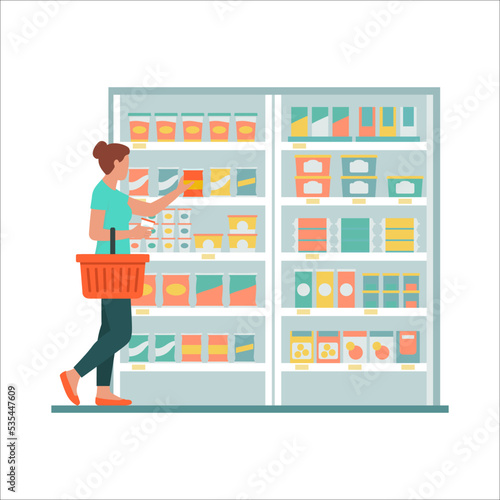 Woman doing grocery shopping at the supermarket