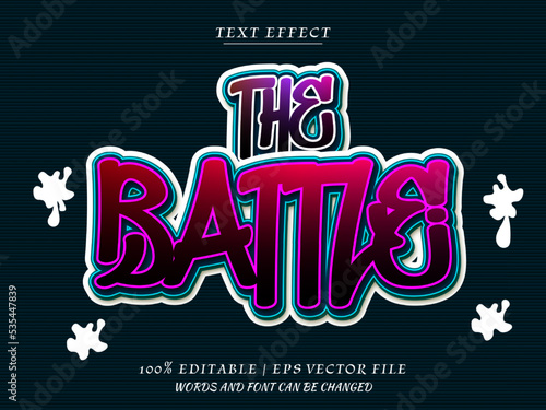 Graffiti The Battle 3d editbale  Text effect . graffiti style photo