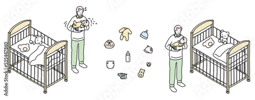 子育てをするお父さん