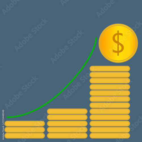 Vector illustration of the growth of USD