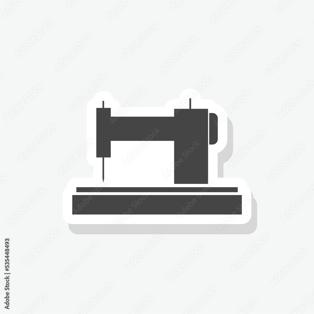 Sewing machine glyph sticker icon isolated on white background