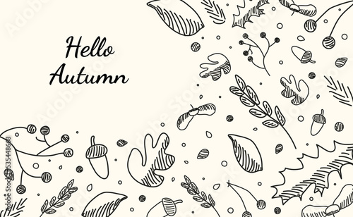 Autumn background with one-line elements