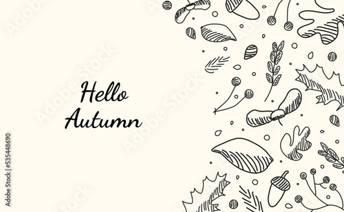 Autumn background with one-line elements