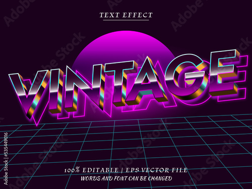 Vintage Editbale Text effect Premium Vector photo