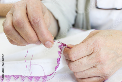 woman working with textile materials