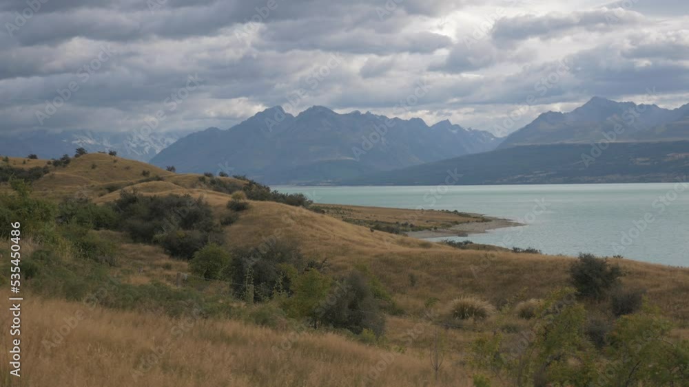 Beautiful hills and mountains around Lake Pukaki, in New Zealand Beautiful hills and mountains around Lake Pukaki, in New Zealand