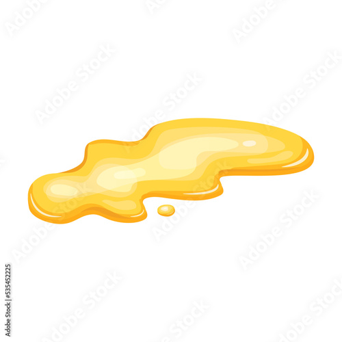 Yellow puddle oil, liquid gold, honey spill. Juice drop isolated in cartoon. Vector illustration