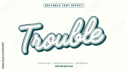Editable Trouble Font Design. Alphabet Typography Template Text Effect. Lettering Vector Illustration for Product Brand and Business Logo.
