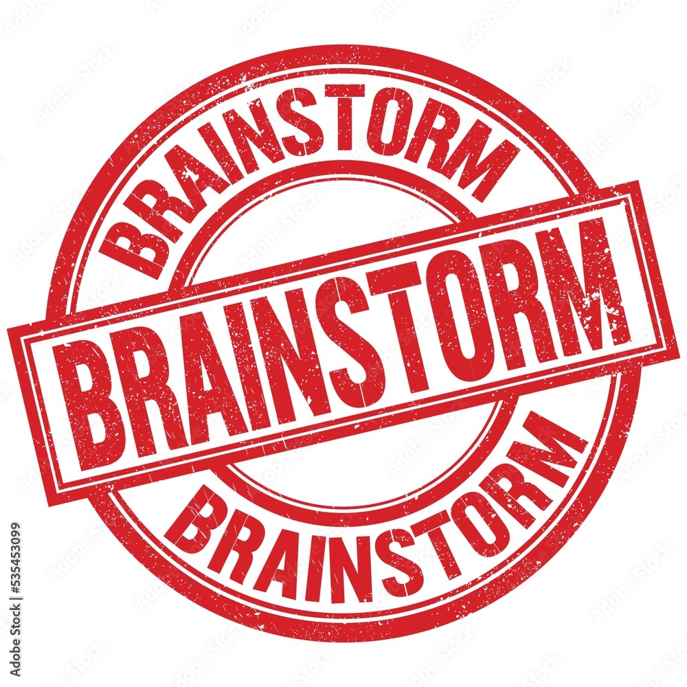 BRAINSTORM written word on red stamp sign