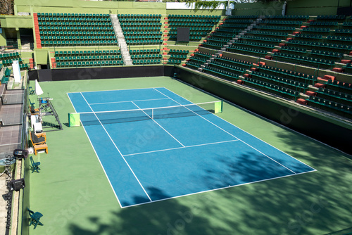 Open tennis court stadium photo