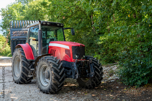 red tractor in the farm