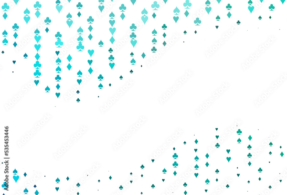 Light Blue, Green vector background with cards signs.