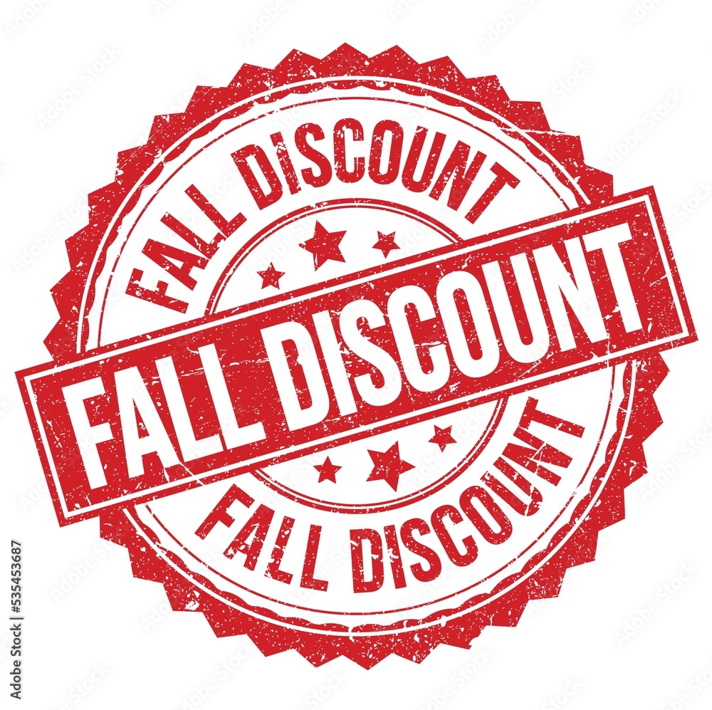 FALL DISCOUNT text on red round stamp sign FALL DISCOUNT text on red round stamp sign