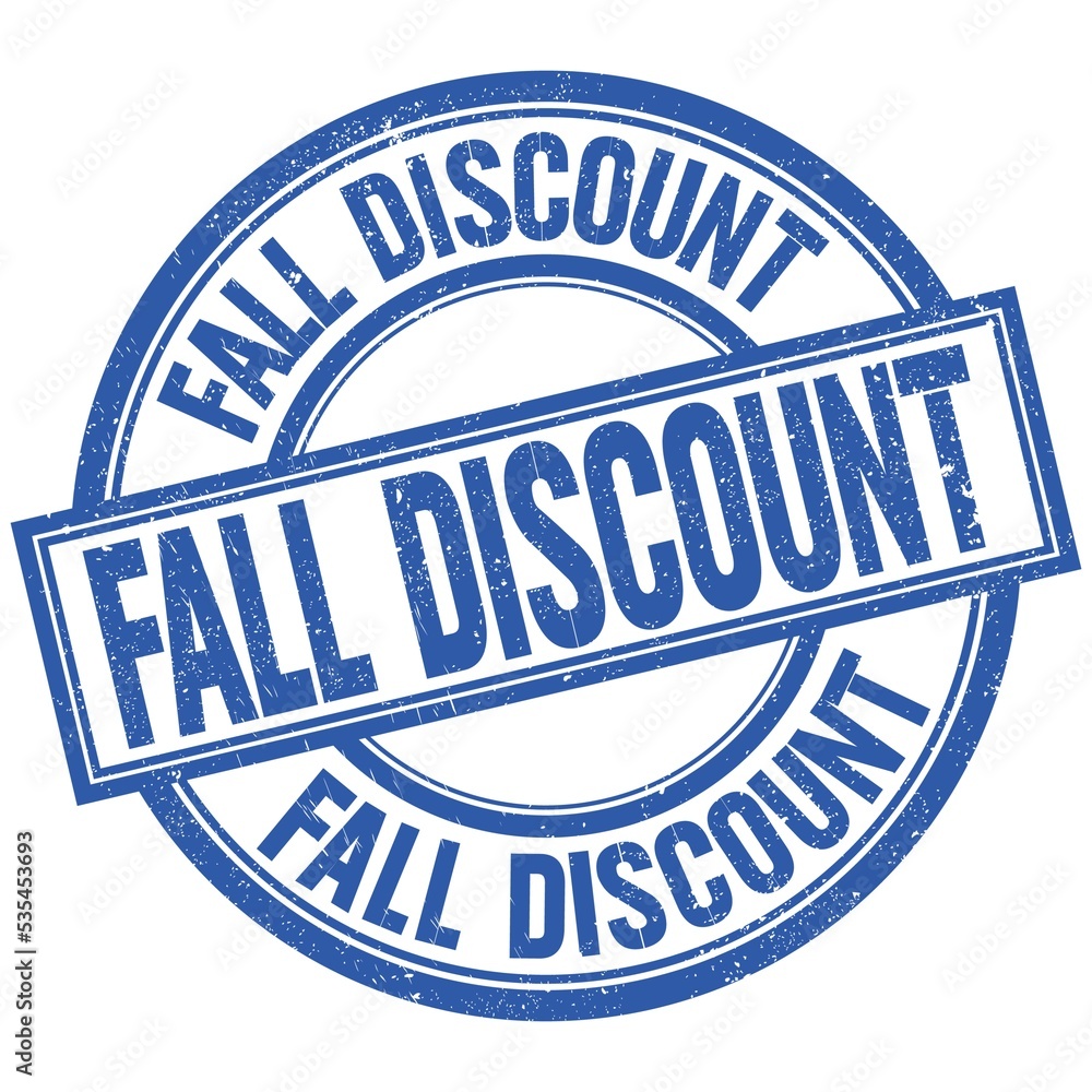 Fototapeta premium FALL DISCOUNT written word on blue stamp sign
