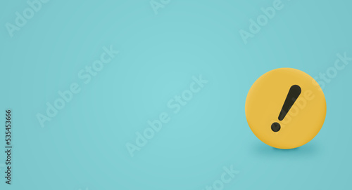 Warning message concept represented by exclamation mark icon. Exclamation 3d realistic symbol in circle.
