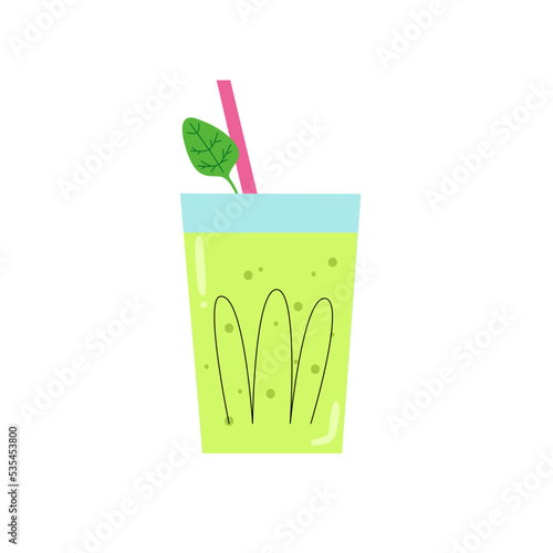 Green Smoothie Vector Illustration isolated On White