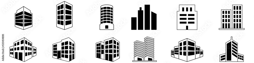 Building icon vector set. House illustration sign collection. skyscraper sign or symbol.