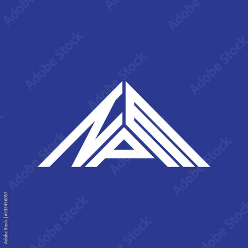 NPM letter logo creative design with vector graphic, NPM simple and modern logo in triangle shape.