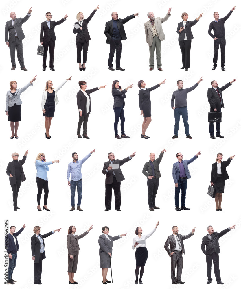 group of business people showing thumbs up isolated