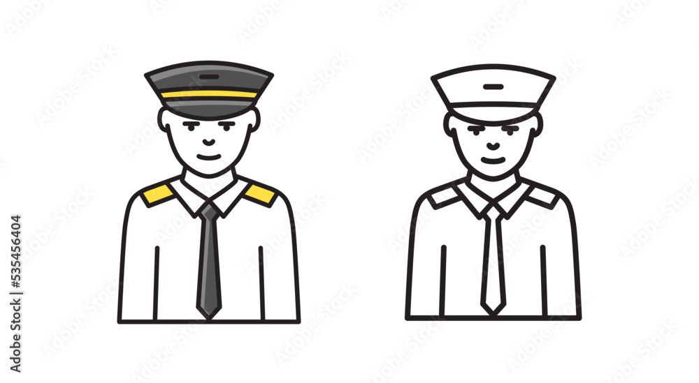 Pilot icon in form. Linear symbol. Pilot icon in form. Linear symbol.