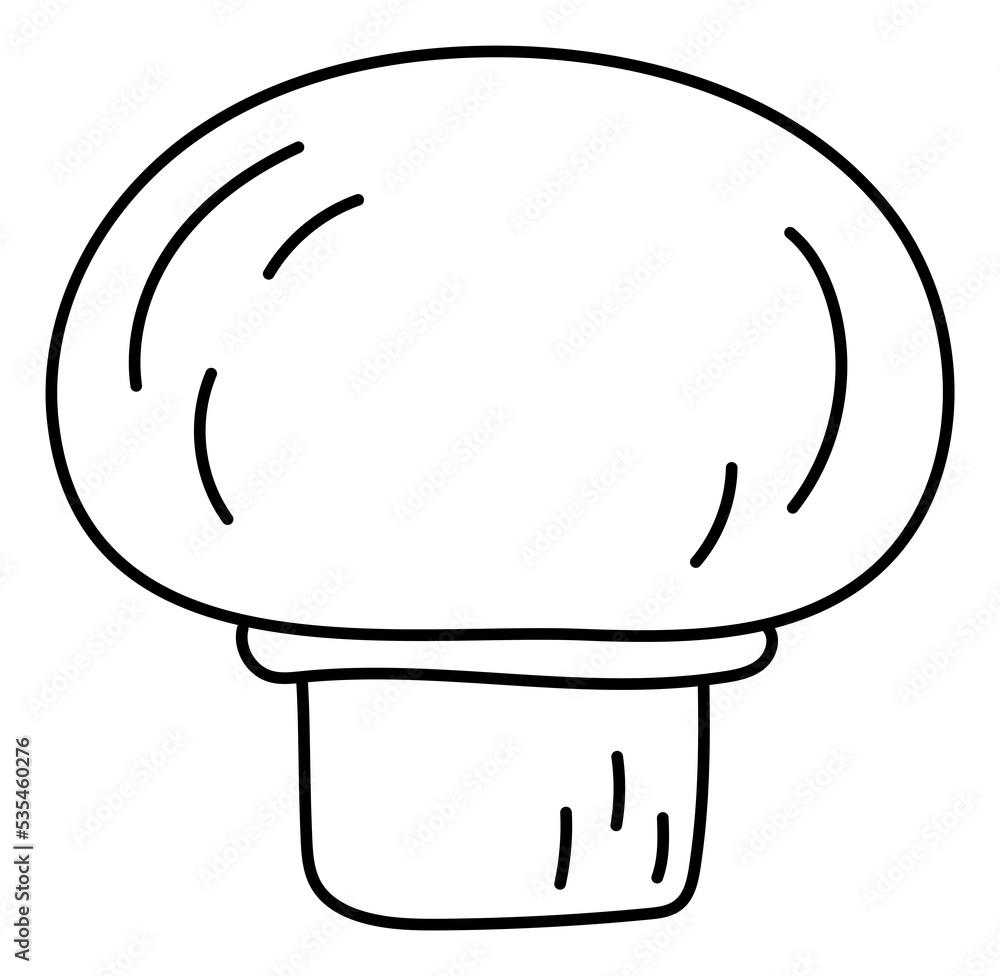Mushroom champignon. Vegetable sketch. Thin simple outline icon. Black contour line doodle hand drawn illustration Mushroom champignon. Vegetable sketch. Thin simple outline icon. Black contour line doodle hand drawn illustration