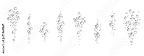 Oxygen air bubbles  flow  in water on white  background.