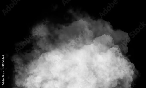 Smoke and white dust. White fog or smoke
