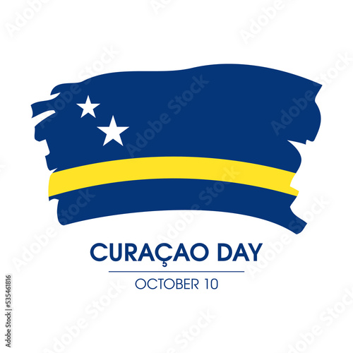Curaçao Day public holiday icon vector. Abstract paintbrush Flag of Curaçao icon vector isolated on a white background. Wavy grunge Curacao flag design element. October 10. Important day