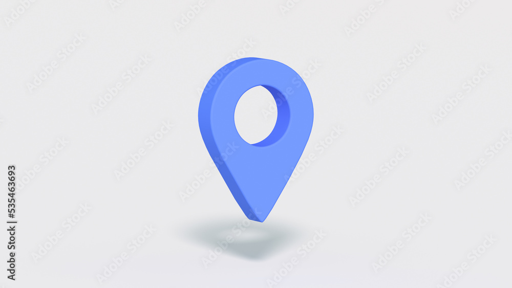 Blue location pin map marker 3D render illustration Blue location pin map marker 3D render illustration
