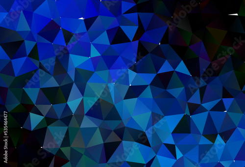 Dark BLUE vector shining triangular template.
