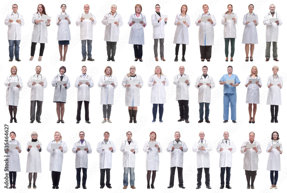 group of doctors with clipboard isolated on white group of doctors with clipboard isolated on white