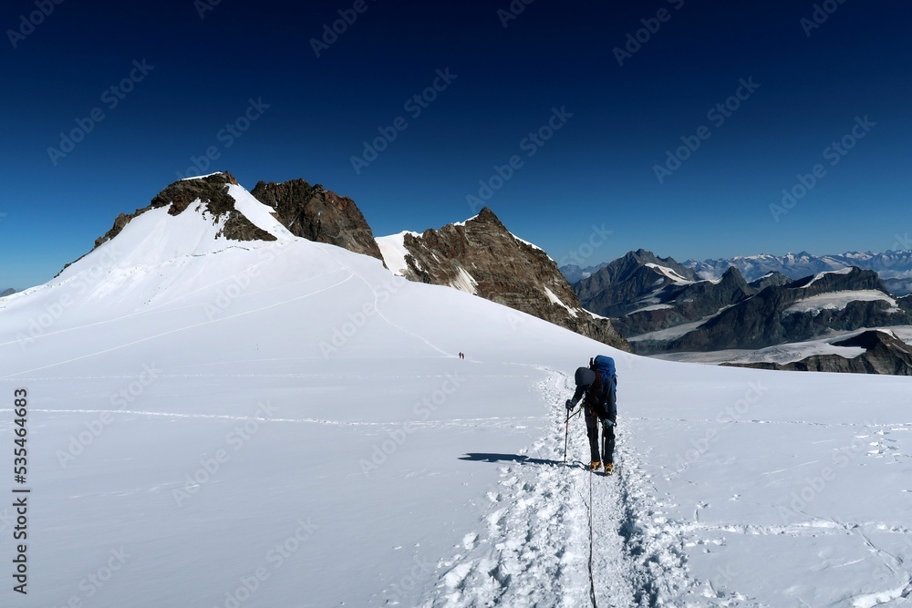 Multi day summer expedition through some glaciers in the alps. On the Monterosa massif starting from Zermatt and summiting multiple 4000m mountains