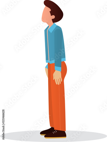 Sideways man. In profile is a man in clothes. Vector image of a man in a flat style.