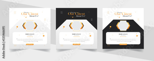 Creative and clean concept of customer feedback social media template. Creative Customer service feedback review or testimonial social media post or web banner with color variation template.