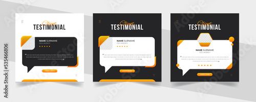 Creative concept of customer feedback social media template. Creative Customer service feedback review or testimonial social media post or web banner with color variation template.