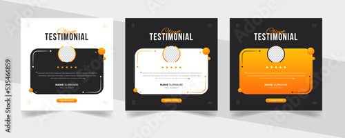Creative Customer service feedback review or testimonial social media post or web banner with color variation template.