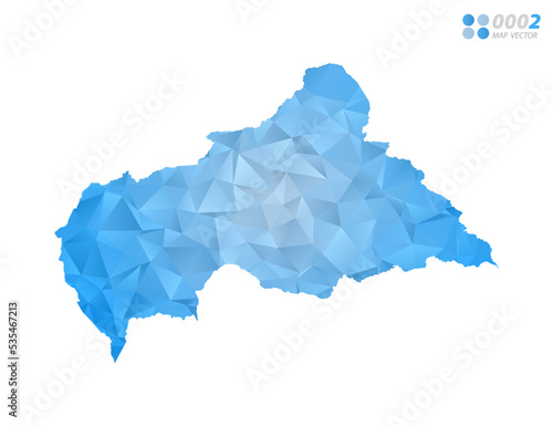 Central African map blue polygon triangle mosaic with white background. Vector style gradient.