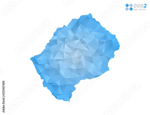 Lesotho map blue polygon triangle mosaic with white background. Vector style gradient.