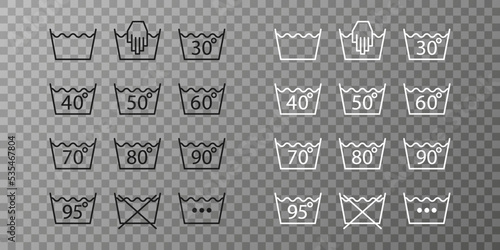 Laundry icons, washing symbols and signs for cloth