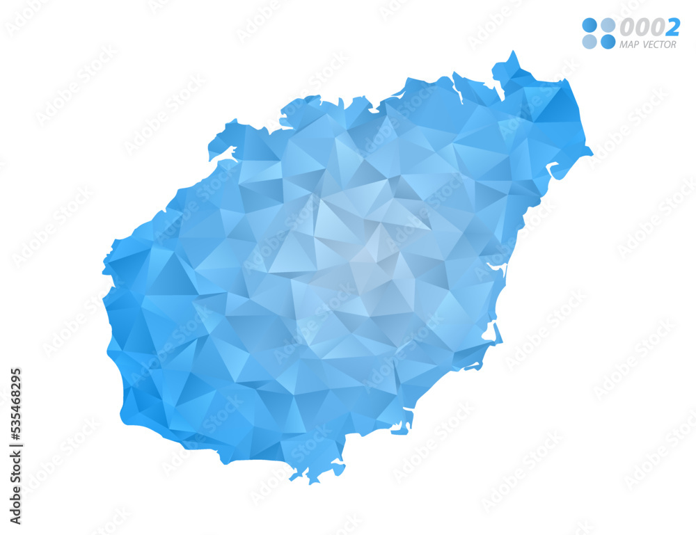 Naklejka premium Hainan map blue polygon triangle mosaic with white background. Vector style gradient.