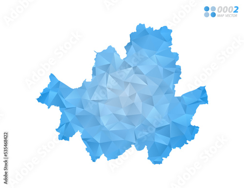 Seoul map blue polygon triangle mosaic with white background. Vector style gradient.